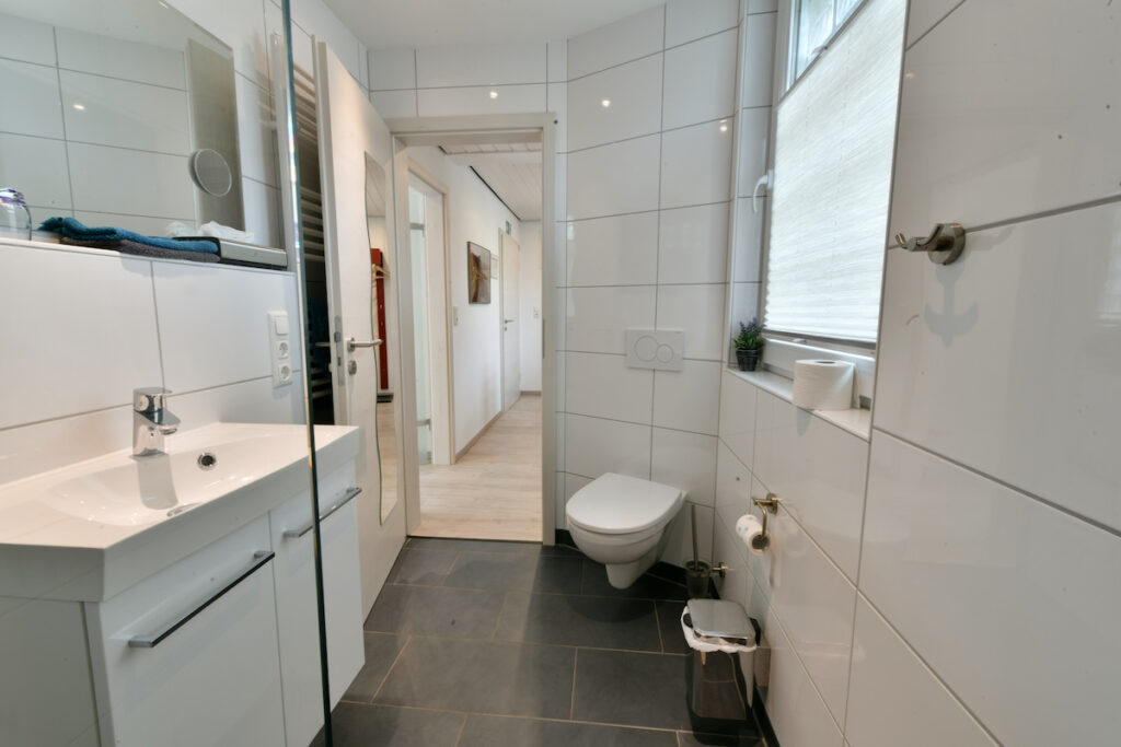 Wastafel en toilet in de badkamer van Parsifal